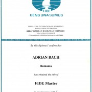 1991 - Bach Adrian - Diploma Maestru FIDE