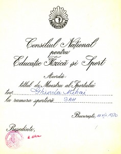 Ghinda Mihail, Maestru al sportului (1970)
