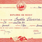 1951 - Diplomă de merit pentru eleva Eleonora Gogâlea