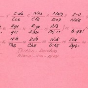 Eleonora Gogâlea. Un exemplu de fișă de deschideri pe verso-ul unei cartele de perforat, datată aprox. 1975