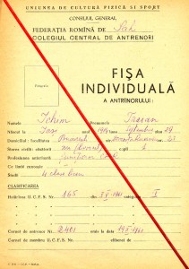 Fișa individuală a antrenorului Ichim Traian