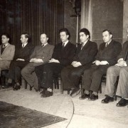 Opening ceremony. From left: (1), (2), (3), (4), Toluş, (6), Petrosian, (8), Şt. Szabo, Reicher